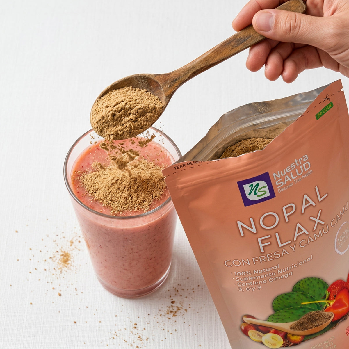 Nopal Flax con Fresa y Camu Camu 454g
