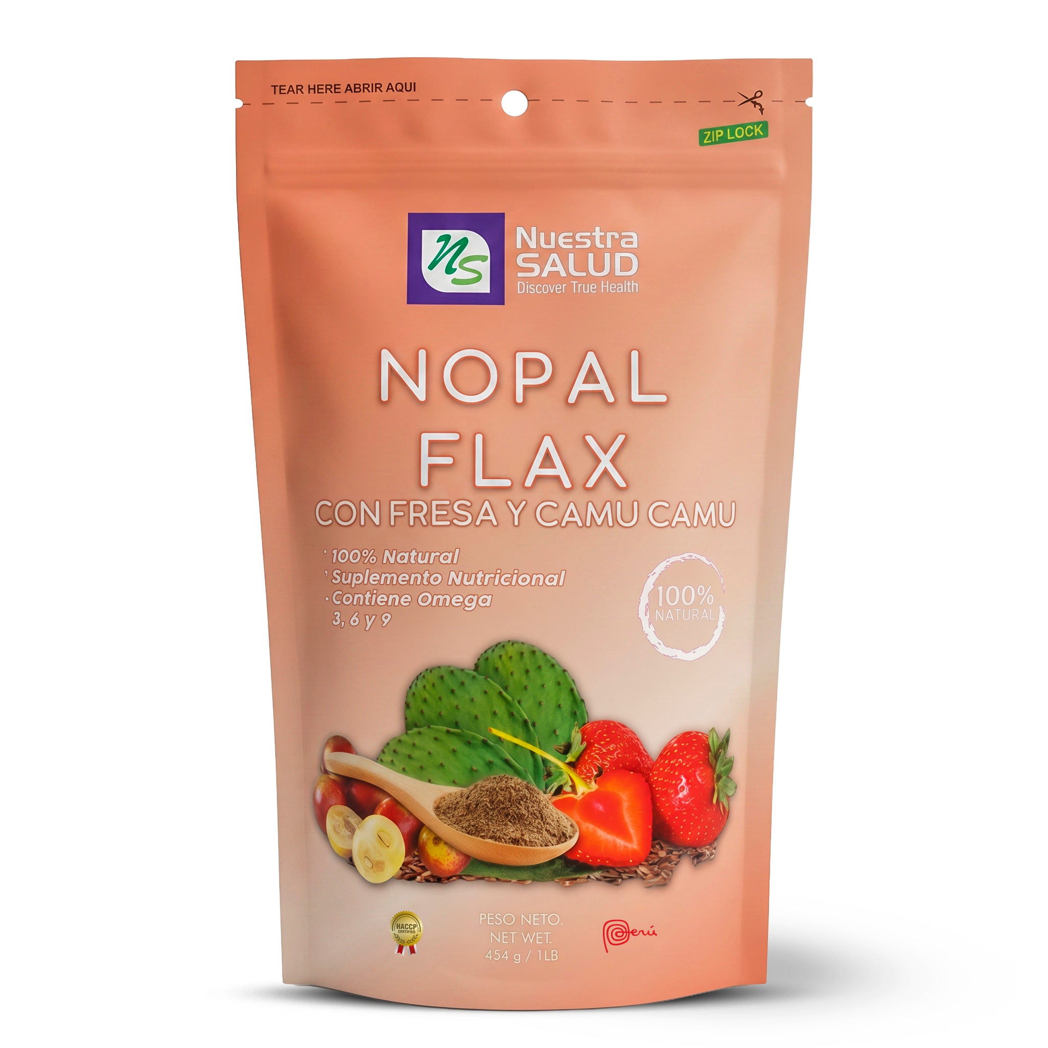 Nopal Flax con Fresa y Camu Camu 454g