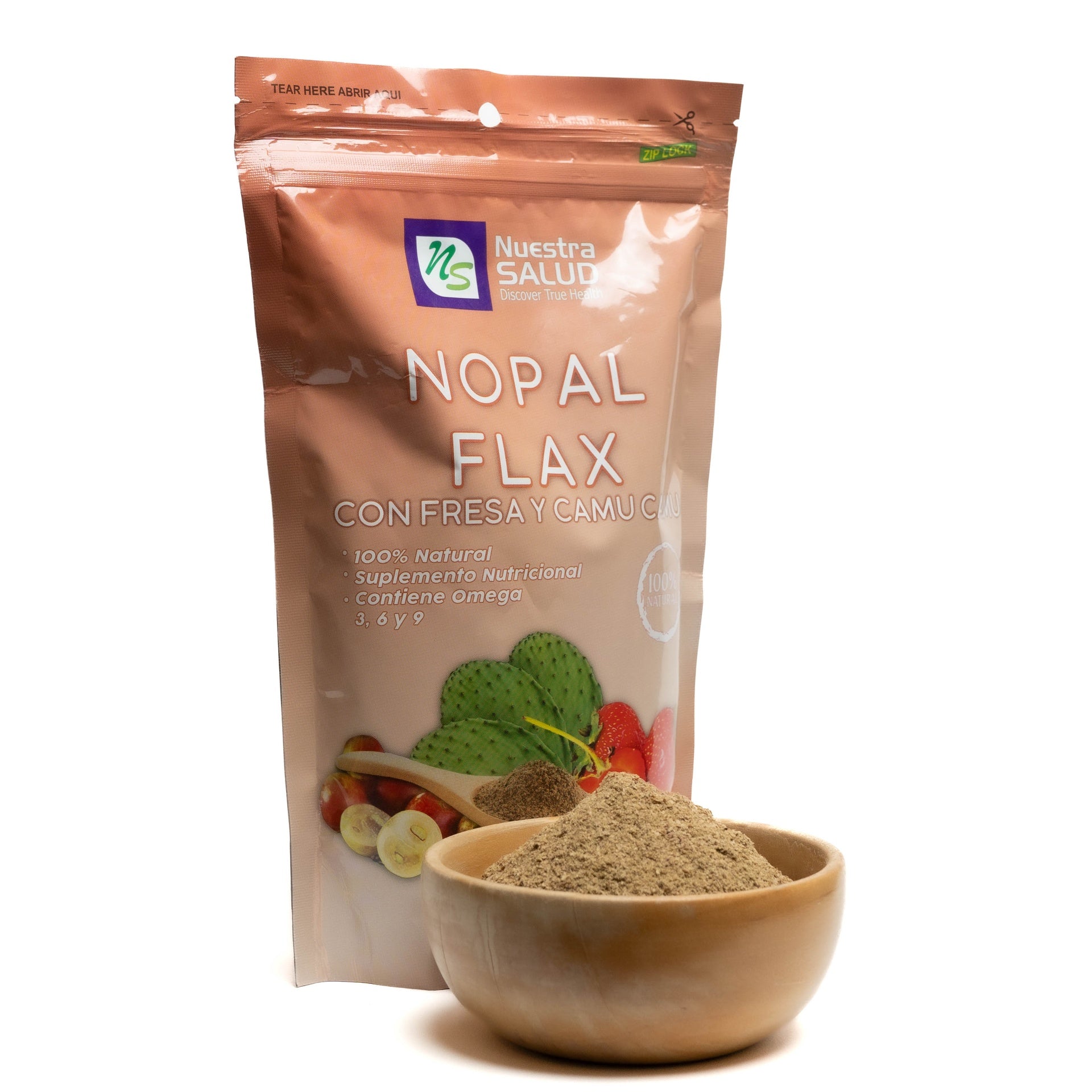 Nopal Flax con Fresa y Camu Camu 454g