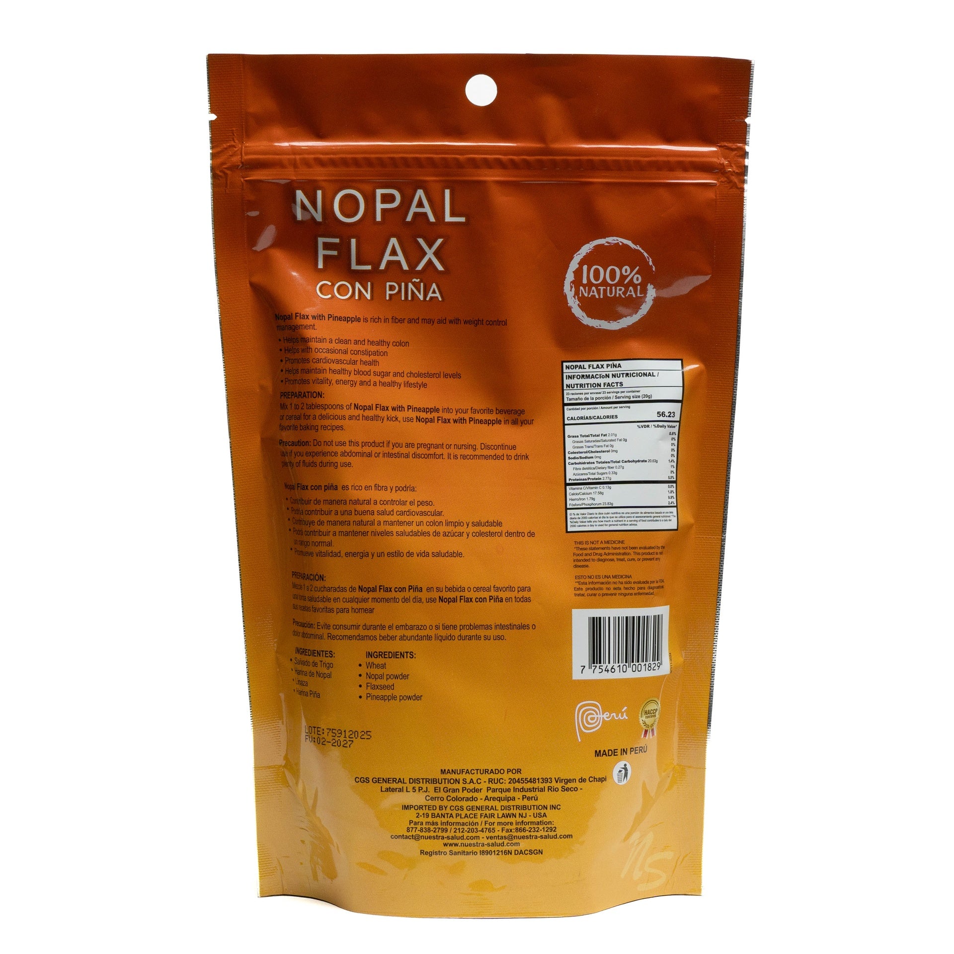 Nopal Flax Piña 354 g