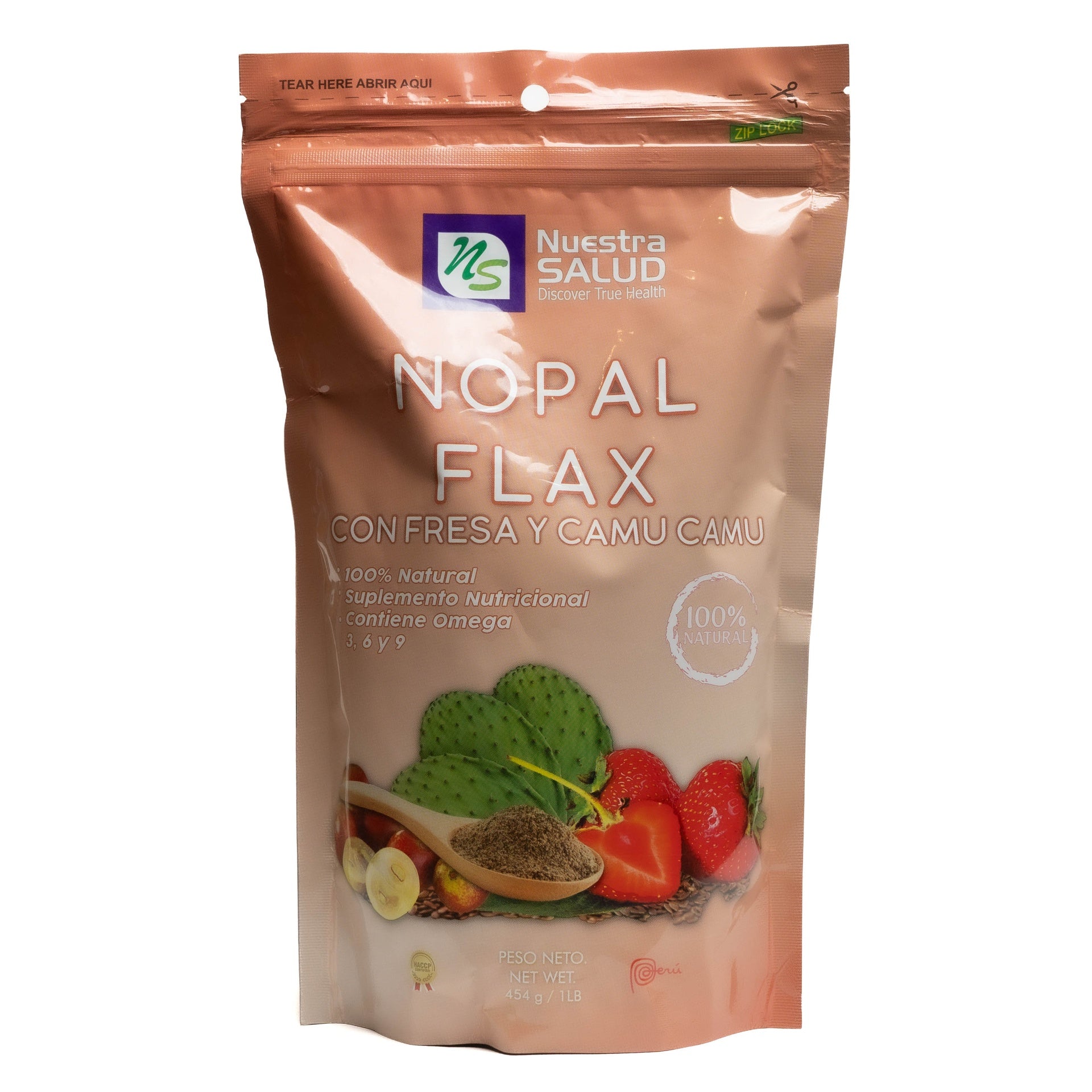 Nopal Flax con Fresa y Camu Camu 454g